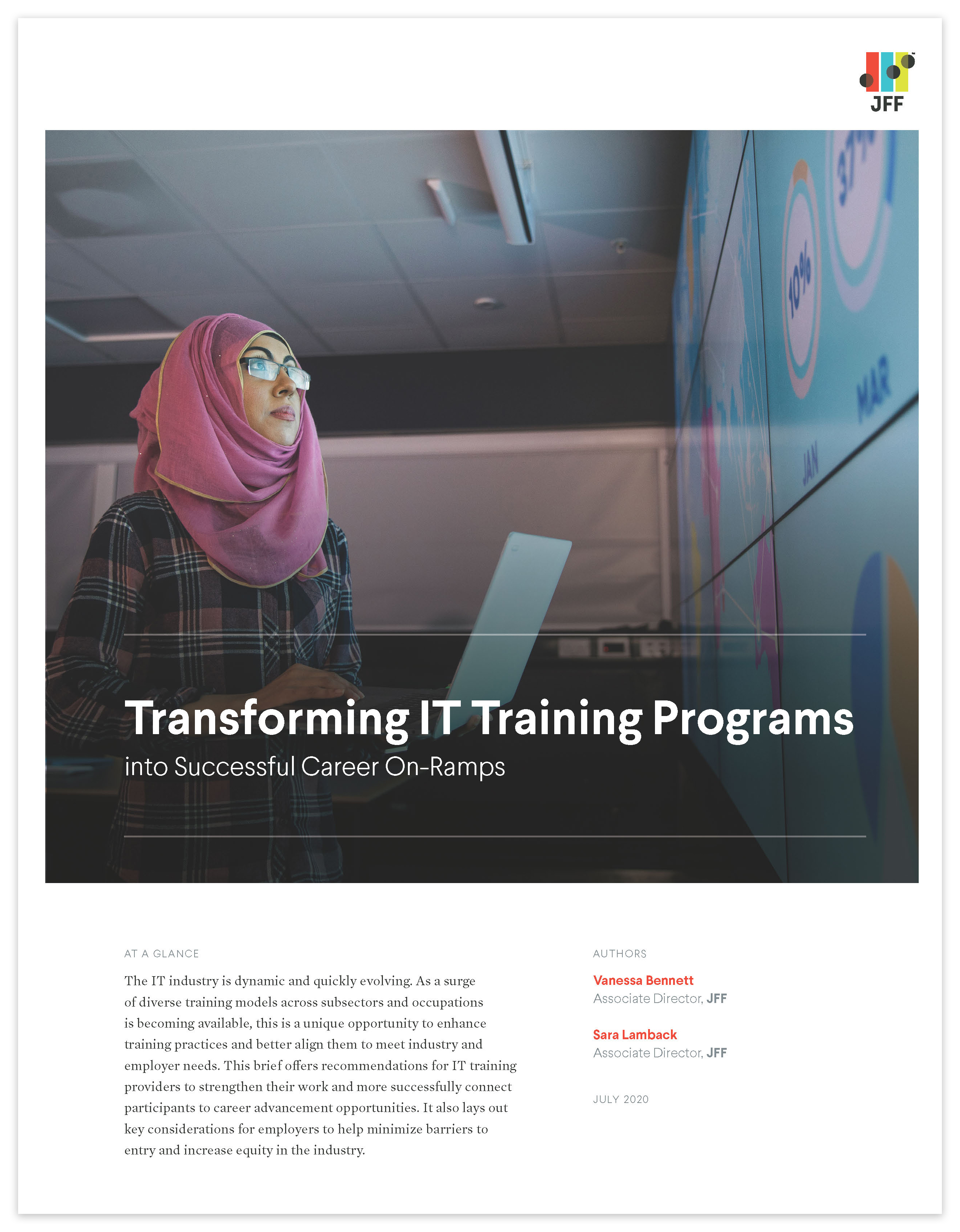 Cover of JFF's Transforming IT Training Programs report