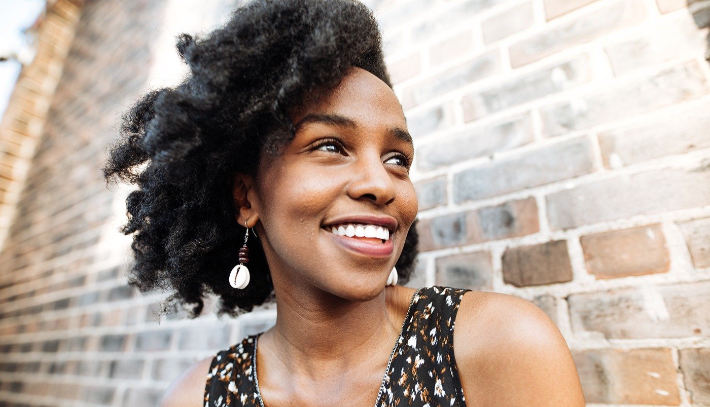 Excited looking woman