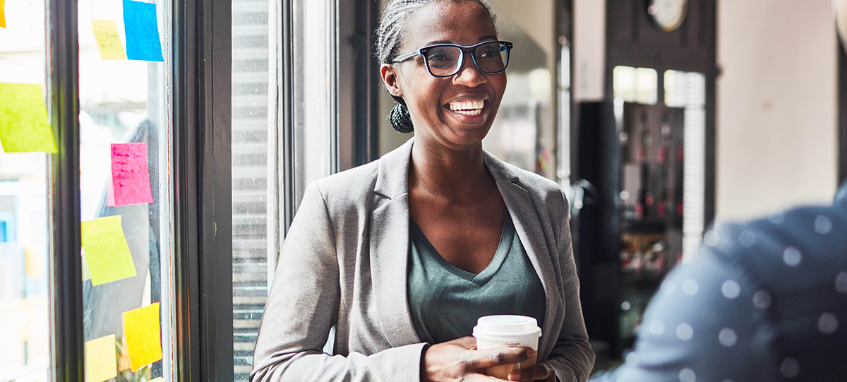 Woman at work smiling