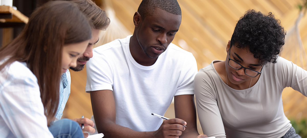 Young people working in a group